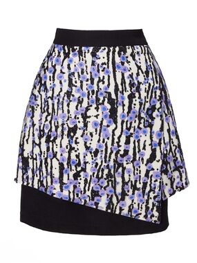 Women's Black & White Floral Sequin A-Line Skirt